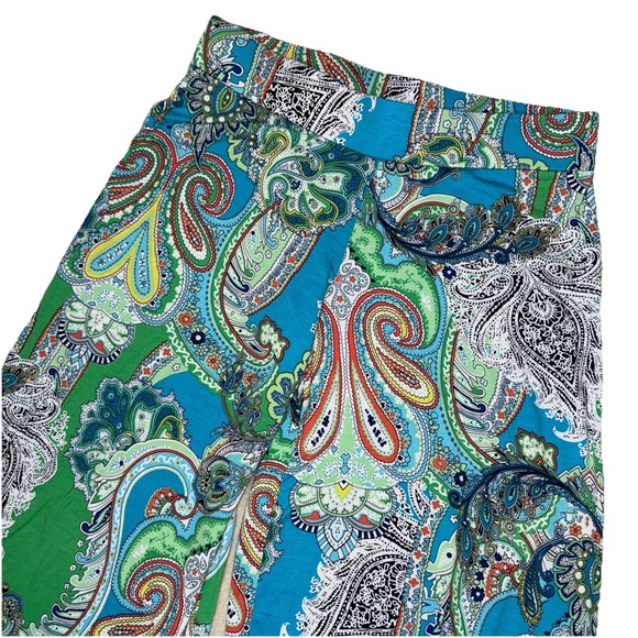 Lauren Ralph Lauren Pants Womens Small Palazzo Pull On Blue Green Paisley BOHO - Picture 1 of 7